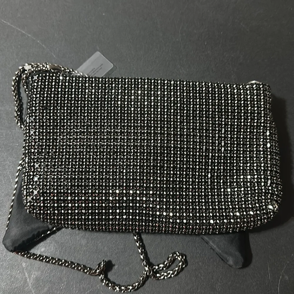 Catherine Malandrino Black Crystal Bow Crossbody